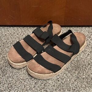 Steve Madden Black Espadrille Sandals Stretchy 8.5